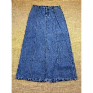 Vintage Eddie Bauer Woman's A-Line Midi Cotton Blue Denim Skirt Size 6